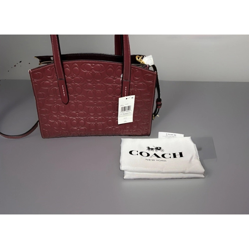 New COACH Charlie Carryall 28 In Signature Leather Satchel Tote Crossbody - Wine